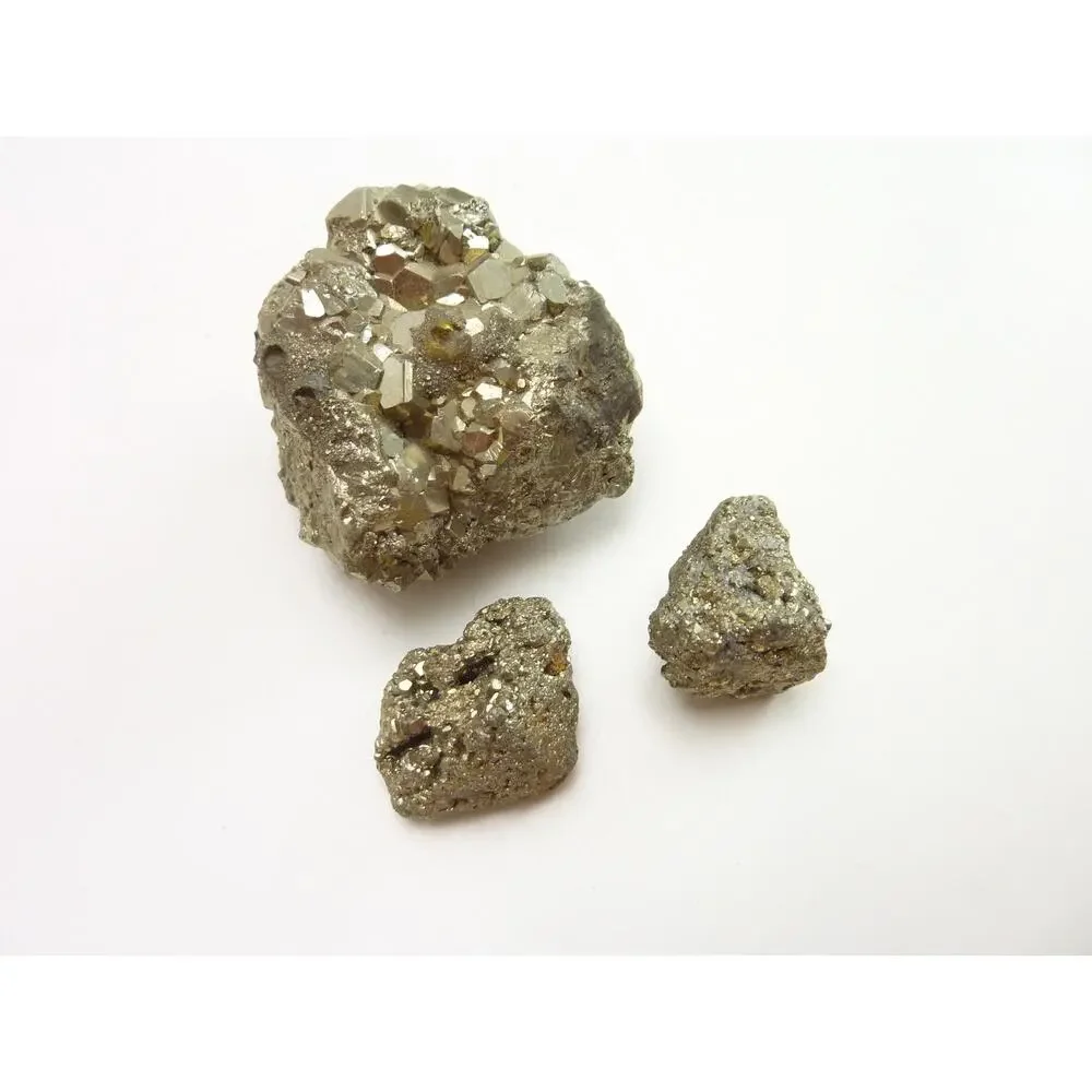 Vintage Pyrite Crystal Specimen Set Fools Gold Raw Mineral Cluster 10.7oz